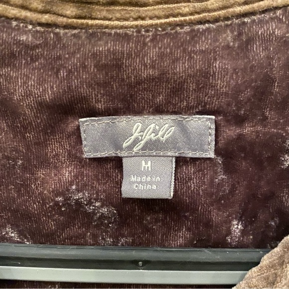 J. JILL Women Taupe Neutral Corduroy Velvet Cuffs Button Pleated Jacket- Medium - Picture 7 of 9